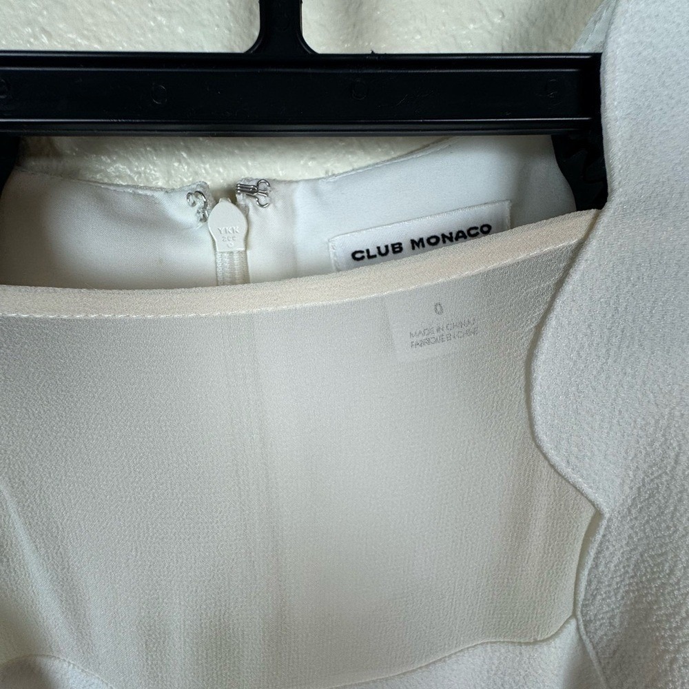 Monaco White Scalloped Sheath Dress Sleeveless Cocktail Bridal Textured XS 0 - Picture 7 of 12